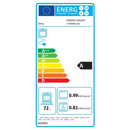 BEKO viryklė | FBMA61330GXDT | Dujinė kaitlentė | Elektrinė orkaitė | Nerūdijančio plieno | 60 cm skersmens | Grilis | LED | 60 cm skersmens | 72 l