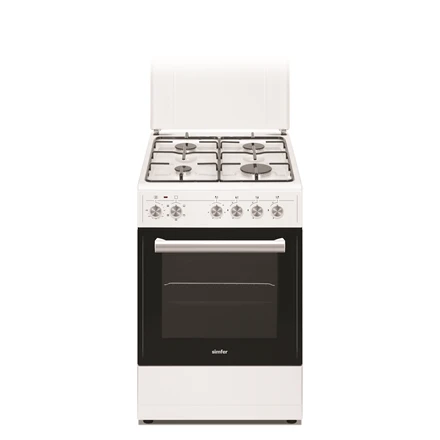 Simfer | Viryklė | 5405SERBB | Kaitlentės tipas Dujinis | Orkaitės tipas Elektrinis | Baltas | Plotis 50 cm | Elektroninis uždegimas | Gylis 60 cm | 43 L