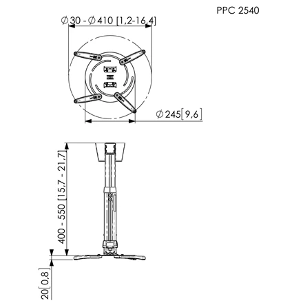 Laikiklis Vogels | Projektorius Ceiling mount | Turn, Tilt | Juodas/Sidabrinis