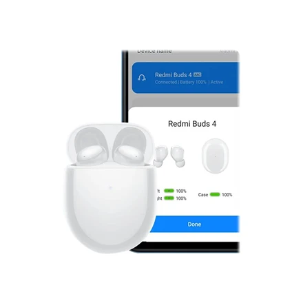 Belaidės ausinės Xiaomi Redmi Buds 4 su aktyviu triukšmo slopinimu, Baltos