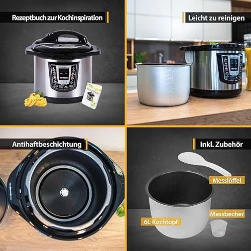 Daugiafunkcinis puodas First 1000W electric pressure cooker 6L