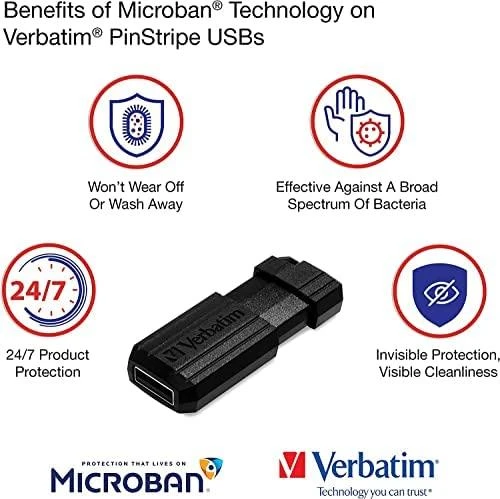 Verbatim PinStripe 128GB USB atmintukas USB A tipo 2.0 Juoda