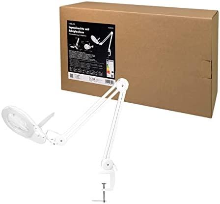 Logilink Lupenleuchte mit Klemmhalterung, 5 Dioptrien, baltas