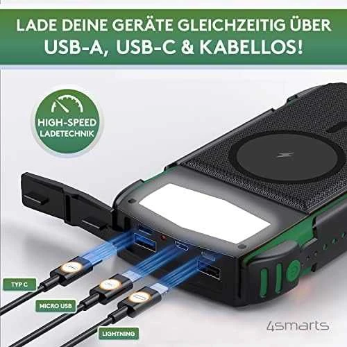 4Smarts Solar Power Bank Rugged TitanPack UltiMag 20000mAh Žalias ( Žalias)