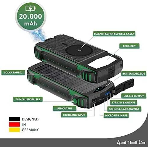 4Smarts Solar Power Bank Rugged TitanPack UltiMag 20000mAh Žalias ( Žalias)