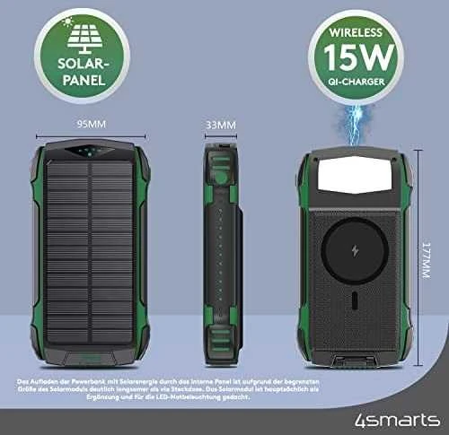 4Smarts Solar Power Bank Rugged TitanPack UltiMag 20000mAh Žalias ( Žalias)