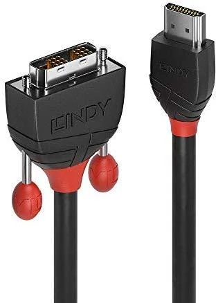 HDMI Laidas - LINDY Juodas Line HDMI M/M DVI-D, 1920x1200 60Hz, 5 m, Juodas