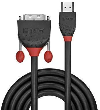 HDMI Laidas - LINDY Juodas Line HDMI M/M DVI-D, 1920x1200 60Hz, 5 m, Juodas