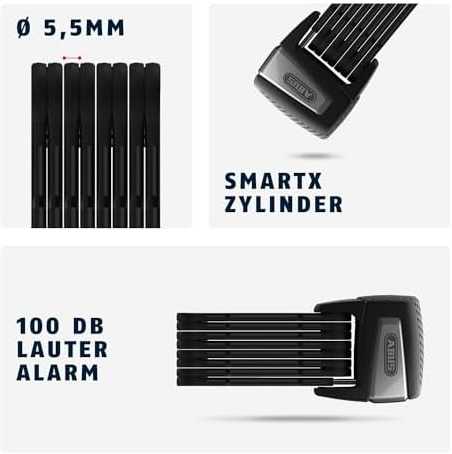 Spyna Abus išlankstoma 6500A/110 BK SH Bordo Smart X