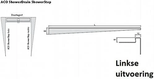 Profiliuotis ACO ShowerStep, metalo matinė, 990/12.5/30 mm, kairinis