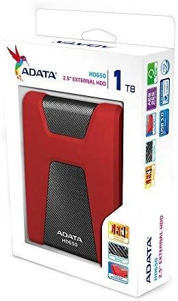 Kietasis išorinis diskas Adata HD650 1TB 2.5" USB3 Raudonas