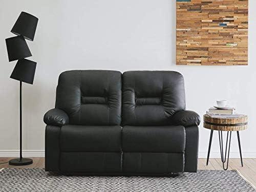 Beliani 2 vietų sofa su rankine atsipalaidavimo funkcija BERGEN, eko oda, juoda