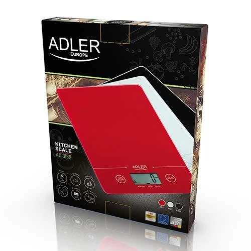 Adler | Virtuvinės svarstyklės | Adler AD 3138 | Maksimalus svoris (talpa) 5kg | Graduacija 1 g | Ekrano tipo LCD | Juodas