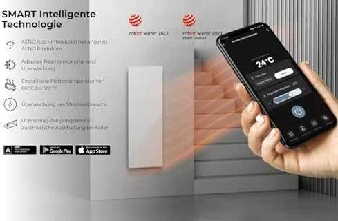 AENO GH3S Premium Eco Smart Heater, LED Ekranas, 700W, EU, Baltas