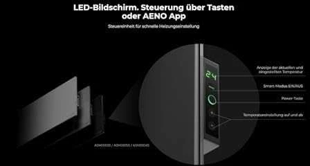 AENO GH3S Premium Eco Smart Heater, LED Ekranas, 700W, EU, Baltas