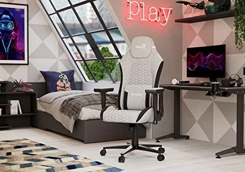 Žaidimų Kėdė - Aerocool Crown AeroWeave Paminkštinta Sėdynė Pilka