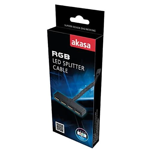 Akasa RGB LED Splitter kabelis, nuo 1 iki 4 vnt., 10cm, juodas AK-081
