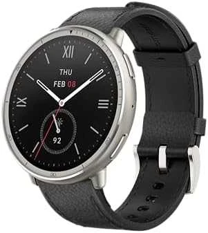 Išmanusis laikrodis - Amazfit Active 2, Sidabrinės spalvos korpusas su juodos spalvos odiniu diželiu