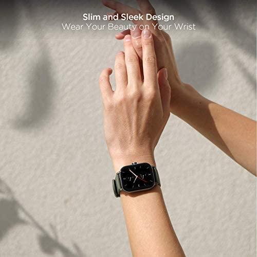 Išmanusis laikrodis Amazfit GTS 2e, Pilkas su žalios spalvos dirželiu |  Varle.lt