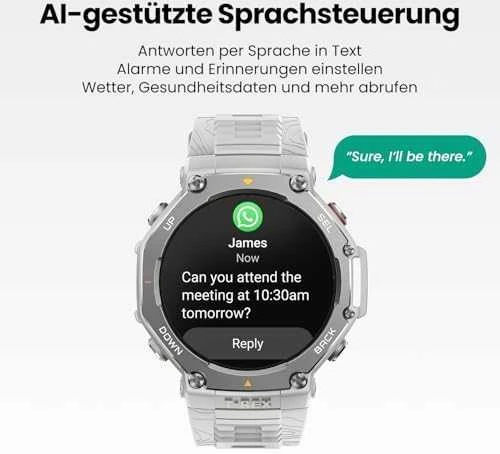 Išmanusis laikrodis Amazfit T-Rex 3, Nerudijančio plieno korpusas su pilkos spalvos silikoniniu dirželiu