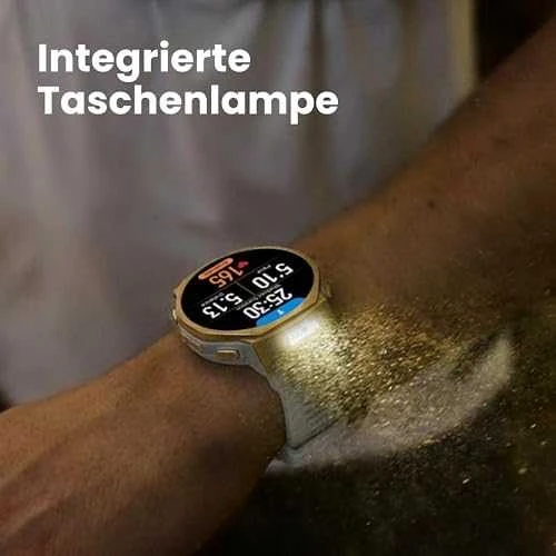 Išmanusis laikrodis „Amazfit T-Rex 3 Pro NFC“, 44 mm su silikoniniu dirželiu, aukso/pilkos spalvos