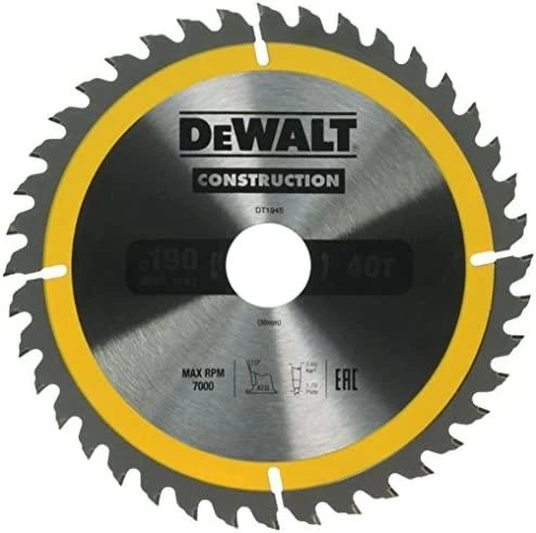 Pjovimo diskas medienai DeWalt Construction; 190x30 mm; Z40