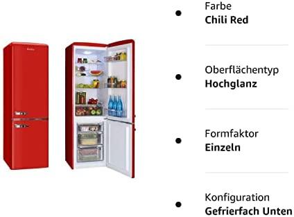 Šaldytuvas Amica Retro FK2965.3RAA (550mm x 1810mm x 615 mm, 181 l, Class A++, red color)