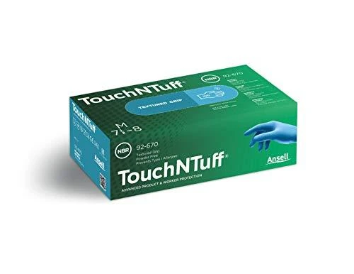 Vienkartinės pirštinės Ansell TouchNTuff® 92-670, 100 vnt, 0,13mm storio, dydis L (8,5-9) mėlynos