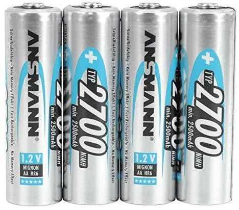 1x4 Ansmann dešinėje. Baterija 2700 Mignon AA 2500 mAh