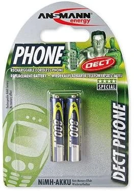 1x2 Ansmann maxE NiMH rech.bat. Mikro AAA 800 mAh DECT TELEFONAS