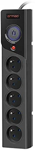 ARMAC Surge Protector Z5 1,5m 5x prancūziški lizdai 10A kabelių laikiklis juodas