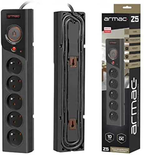 ARMAC Surge Protector Z5 1,5m 5x prancūziški lizdai 10A kabelių laikiklis juodas