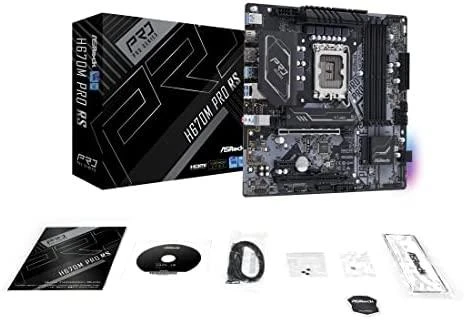 Pagrindinė plokštė ASRock H670M Pro RS/Intel H670/LGA1700/MicroATX/Atmintis DDR4/Atminties lizdai 4/1xPCI-Express 3.0 1x/1xPCI-Express 3.0 4x/1xPCI-Express 4.0 16x/2xM.2/1xHDMI/1xDisplayPort/2xAudio-In/1xAudio-Out/6xUSB 3.2/1xRJ45