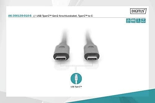 Digitus Skaitmenas | USB tipo C jungties laidas | AK-300139-010-S | USB-C į USB-C USB Male 3.1 Gen 2 (C tipas) | USB Male 3.1 Gen 2 (C tipas)