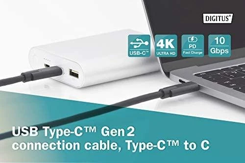 Digitus Skaitmenas | USB tipo C jungties laidas | AK-300139-010-S | USB-C į USB-C USB Male 3.1 Gen 2 (C tipas) | USB Male 3.1 Gen 2 (C tipas)