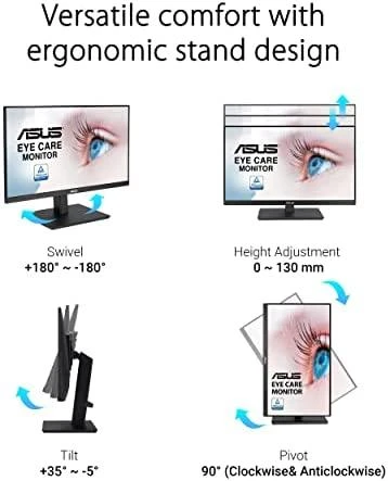 ASUS 23.8? 1080P MONITORIUS (VA24EQSB) – FULL HD, IPS, 75HZ, VIDUOTI GARSIAKARIAUSIAI, AKIŲ PRIEŽIŪRA, ŽEMAS Mėlyno ŠVIESA, BE BIRGOJIMO, MONTAVIMAS VESA, AUKŠČIO REGULIAVIMAS, BE RĖMŲ, EKRANAS, USB TRANSPORTAS, HDMI, VGA