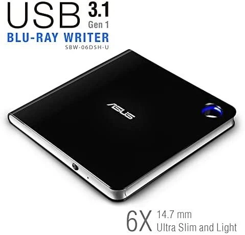 Asus | Sąsaja USB 3.1 Gen 1 | CD skaitymo greitis 24 x | CD įrašymo greitis 24 x | Juodas | Itin plonas nešiojamasis USB 3.1 Gen 1 Blu-ray įrašymo įrenginys su M-DISC palaikymu, kad būtų galima kurti atsargines duomenų kopijas visą gyvenimą, suderinamas su C ir A tipo USB, skirtu tiek Windows, tiek Mac OS.