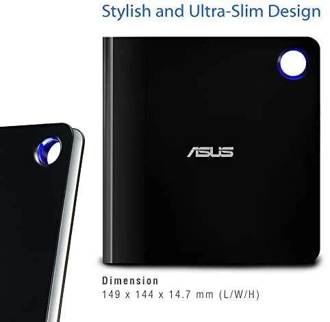 Asus | Sąsaja USB 3.1 Gen 1 | CD skaitymo greitis 24 x | CD įrašymo greitis 24 x | Juodas | Itin plonas nešiojamasis USB 3.1 Gen 1 Blu-ray įrašymo įrenginys su M-DISC palaikymu, kad būtų galima kurti atsargines duomenų kopijas visą gyvenimą, suderinamas su C ir A tipo USB, skirtu tiek Windows, tiek Mac OS.