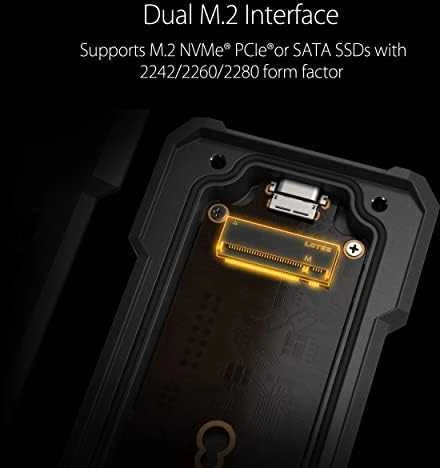 ASUS TUF Gaming A1/ USB-C 3.2 Gen 2x1 SSD enclosure, dual M.2 NVMe PCIe and SATA interfaces