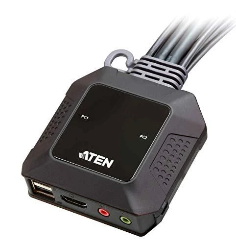 Aten | 2 prievadų USB 4K HDMI kabelis KVM jungiklis su nuotolinio prievado parinkikliu | CS22H-AT