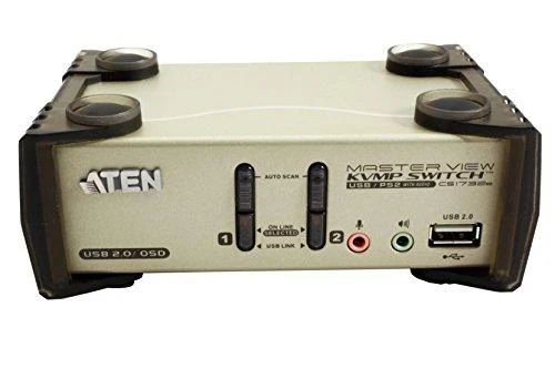 Aten 2 prievadų USB – PS/2 VGA KVM jungiklis su garso ir USB 2.0 šakotuvu (KVM kabeliai pridedami)