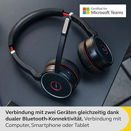 Belaidės ausinės Jabra Evolve 75 SE MS Duo, Juodos