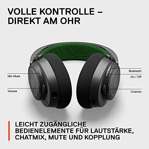 Belaidės ausinės su mikrofonu SteelSeries Arctis Nova 7X Over-Ear, Juodos/Žalios spalvos