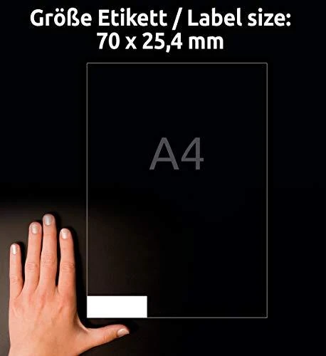 Lipnios etiketės Avery Zweckform. A4. 70×25.4mm. 33 etiketės lape. 100 lapų. baltos spalvos