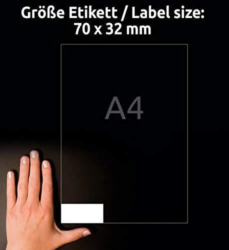 Lipnios etiketės Avery Zweckform, A4, 70x32mm, 27 etiketės lape, 100 lapų, baltos spalvos