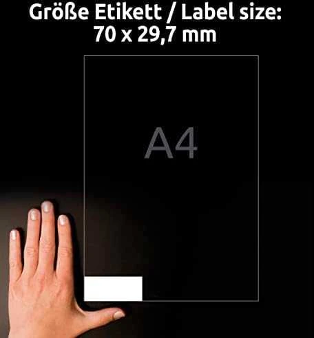 Lipnios etiketės Avery Zweckform, A4, 70×29,7mm, 30 etikečių lape, be rėmelio, 100 lapų, baltos spalvos
