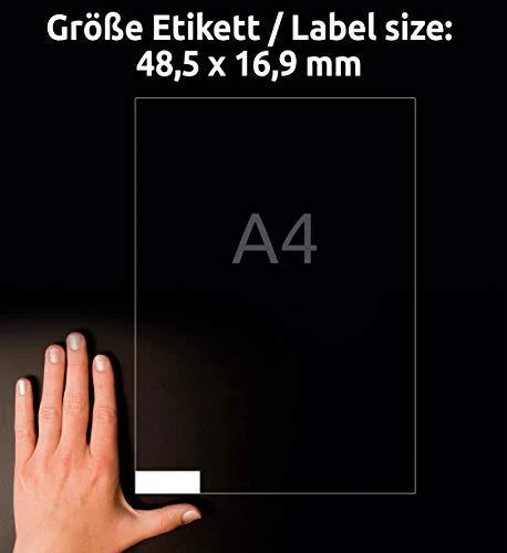 Lipnios etiketės Avery Zweckform, A4, 48,5×16,9mm, 64 etiketės lape, 100 lapų, baltos spalvos