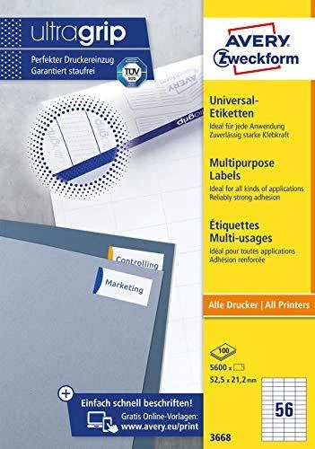 Avery Zweckform universalios lipnios etiketės 52,5 x 21,2 mm (3668)