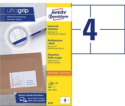 Avery Zweckform LABEL. ZF 6133 A5 105X74MM ETIKETĖ - 6133
