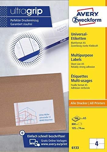 Avery Zweckform LABEL. ZF 6133 A5 105X74MM ETIKETĖ - 6133